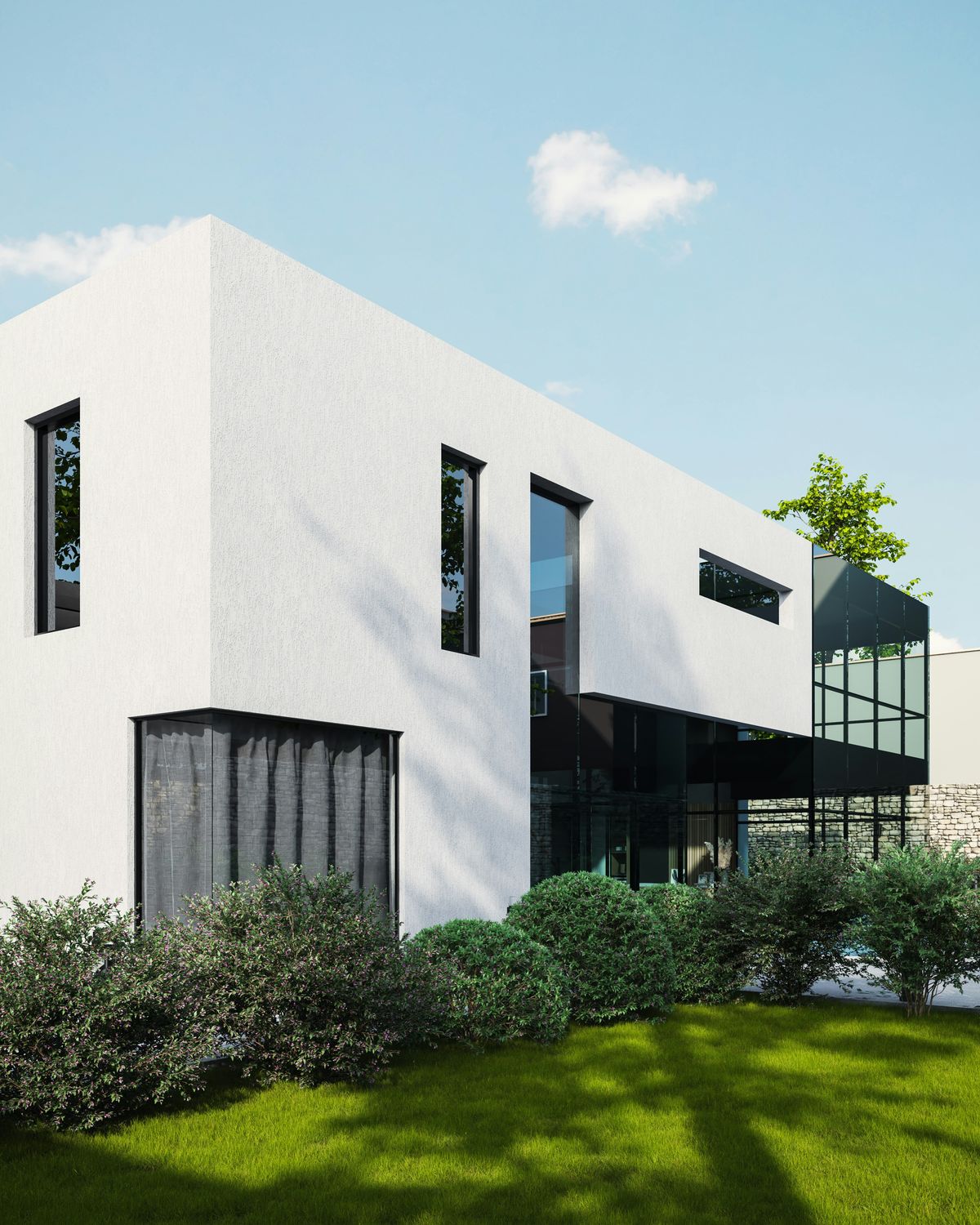 Fachada de imóvel residencial minimalista, contexto de regularização imobiliária e registral